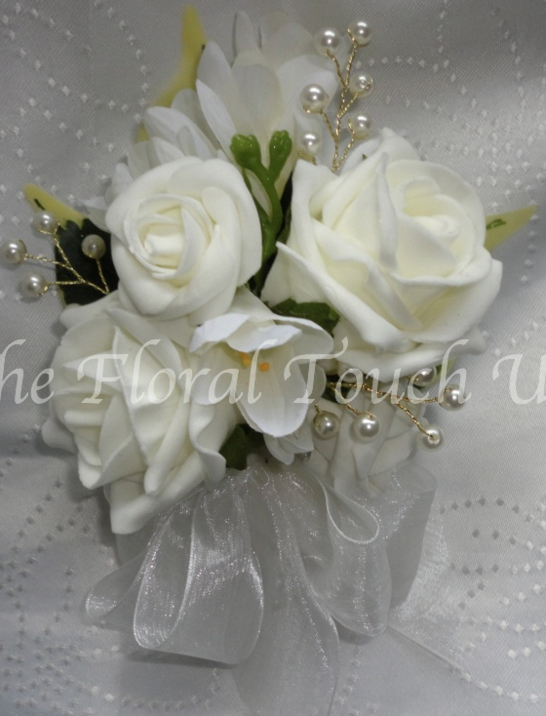 Ivory Roses & Freesia With Pearls